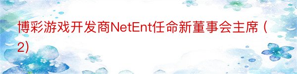博彩游戏开发商NetEnt任命新董事会主席 (2)