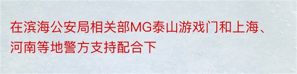 在滨海公安局相关部MG泰山游戏门和上海、河南等地警方支持配合下