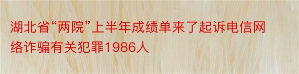 湖北省“两院”上半年成绩单来了起诉电信网络诈骗有关犯罪1986人
