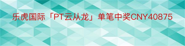 乐虎国际「PT云从龙」单笔中奖CNY40875